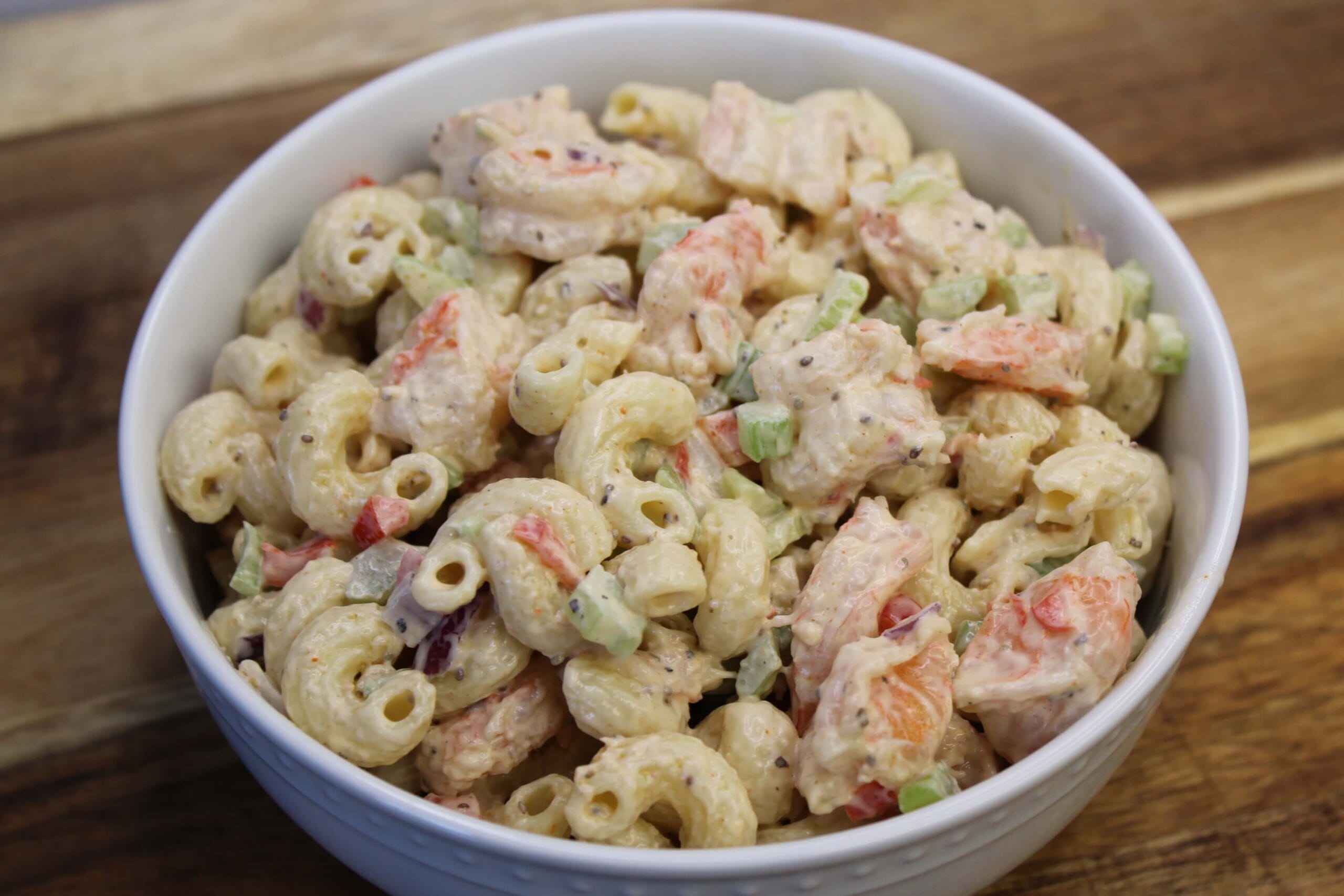 Homemade shrimp and pasta salad